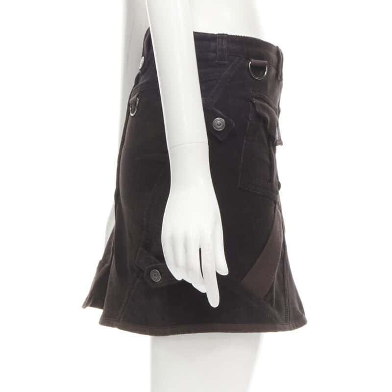 Burberry Corduroy Trench Skirt Brown Polyester Never worn - Model View