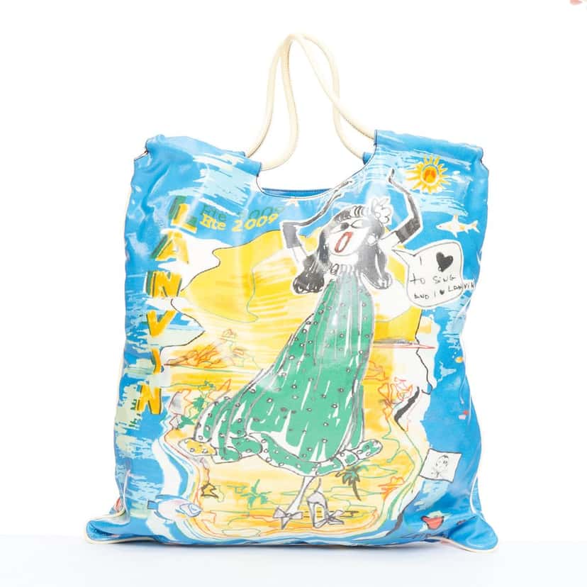 Lanvin Cartoon Print Tote Blue Very good condition - Front View