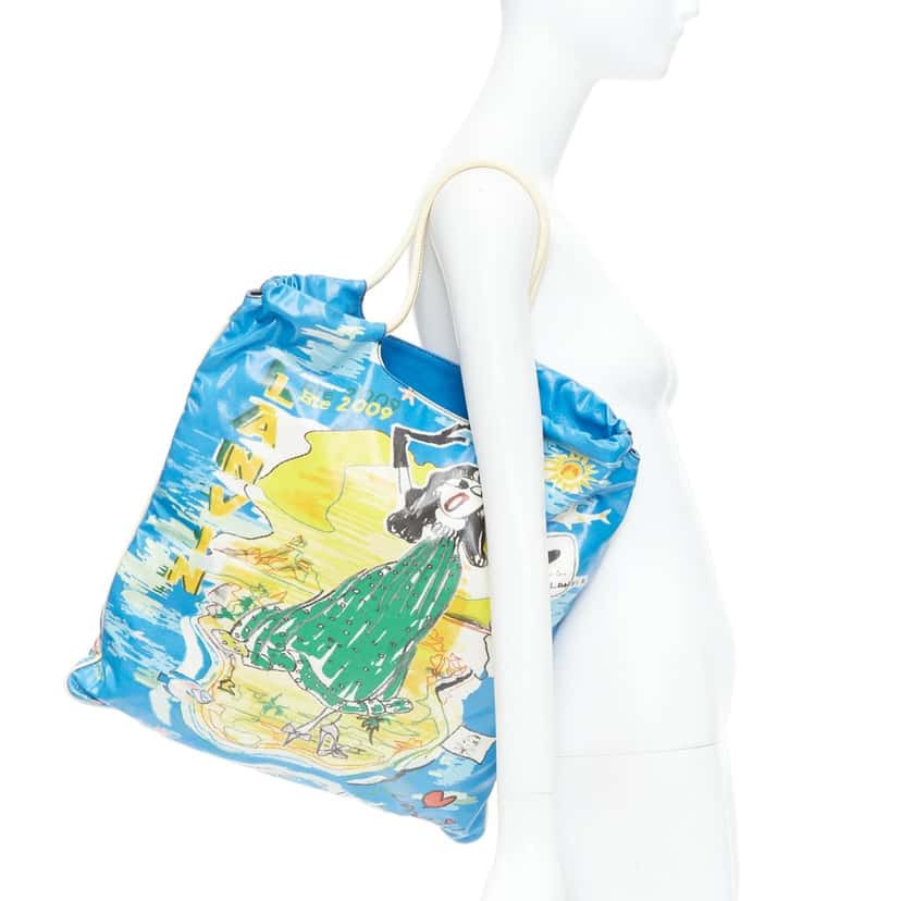 Lanvin Cartoon Print Tote Blue Very good condition - Back View