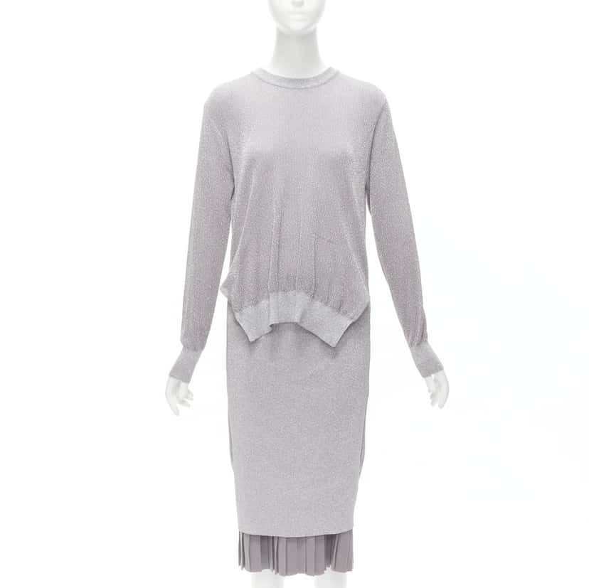 Toga Archives Lurex Pleats Dress Silver Polyester Very good condition - Front View