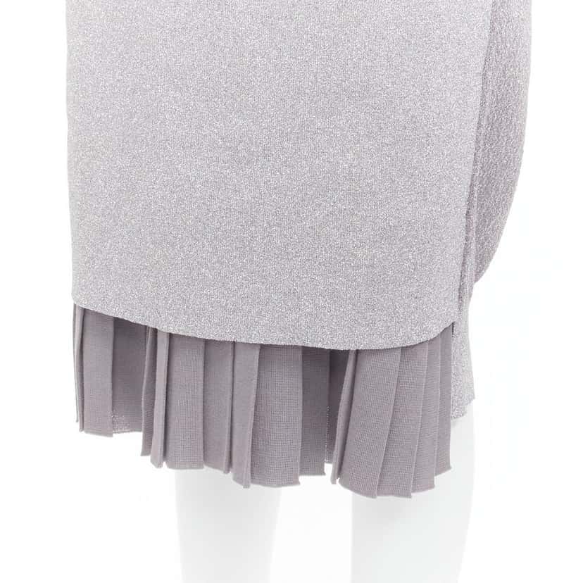 Toga Archives Lurex Pleats Dress Silver Polyester Very good condition - Back View