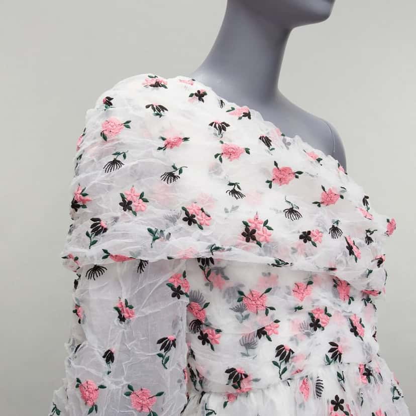 Anais Jourden Floral Embroidery Dress White Polyester Very good condition - Back View