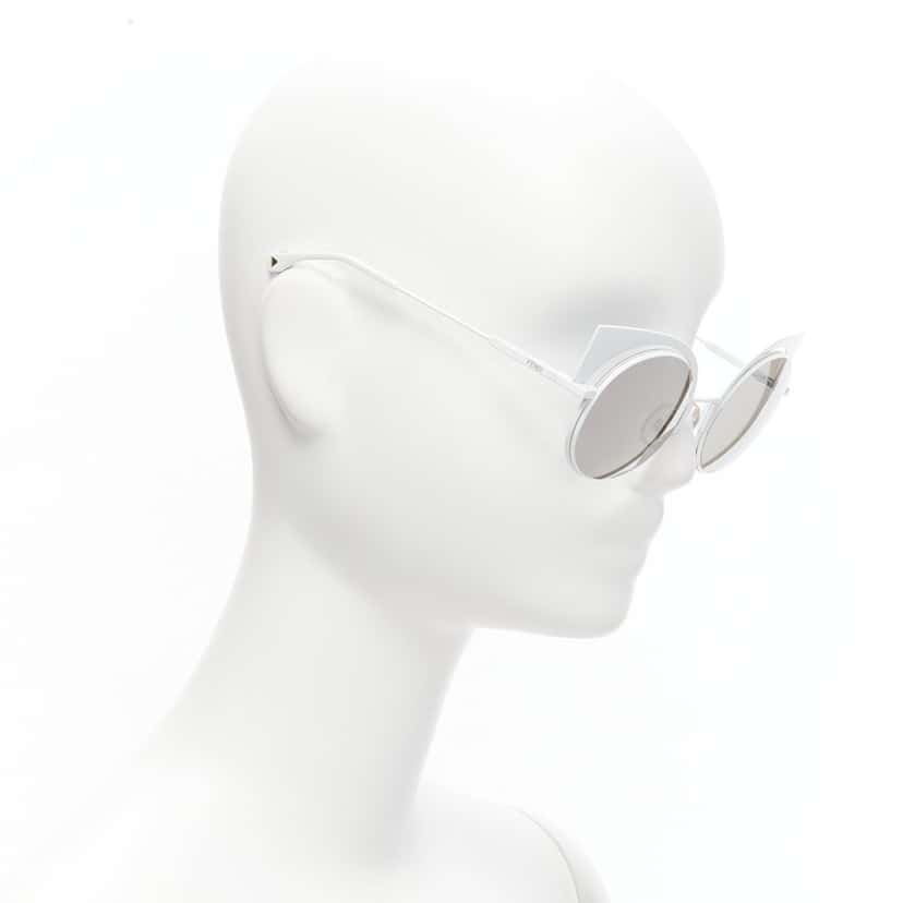 Fendi Gradient Cat Eye Sunglasses White Metal Never worn - Inside View