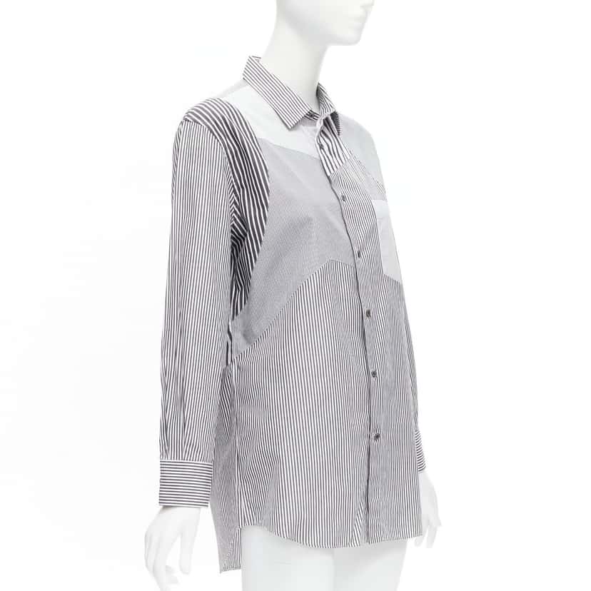 Alexander McQueen Mixed Stripe Shirt Grey Cotton Never worn - Inside View