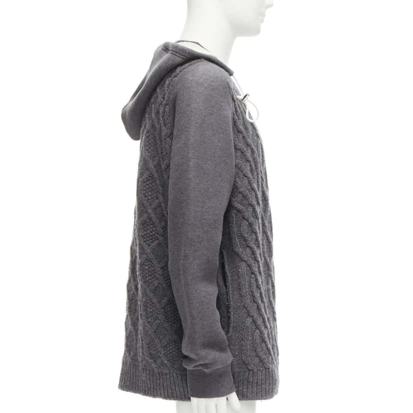 Sacai Cable Knit Sweater Grey Wool Good condition - Model View