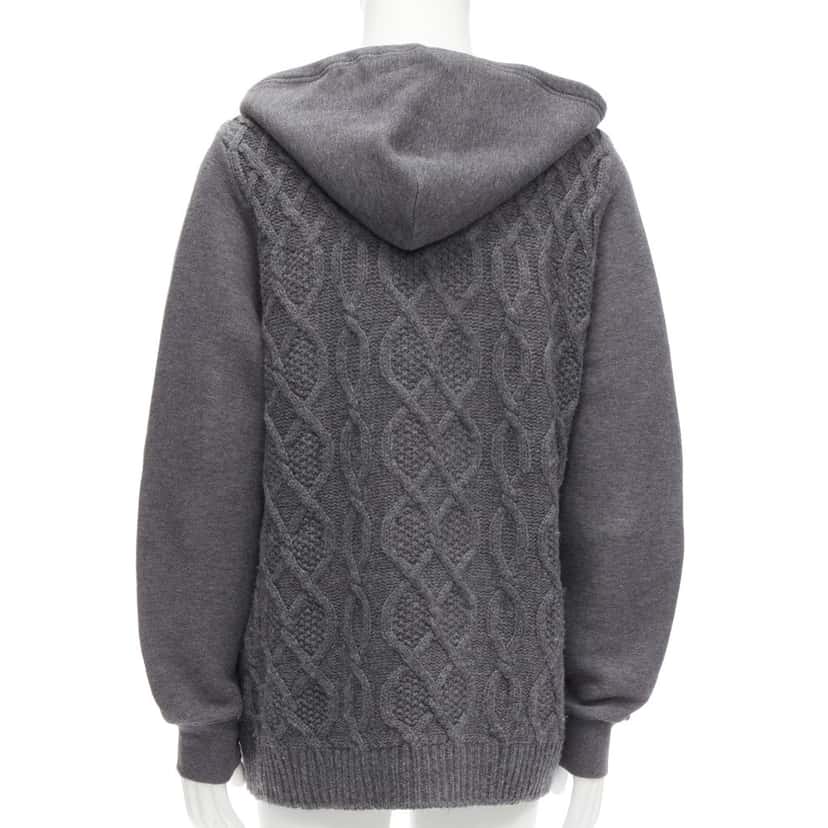 Sacai Cable Knit Sweater Grey Wool Good condition - Box View