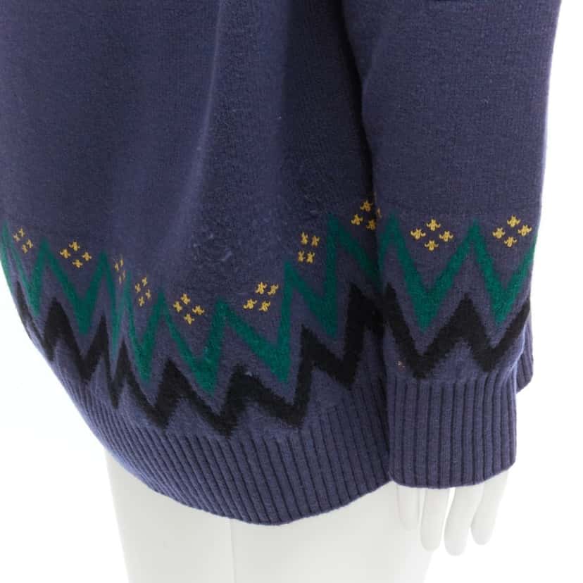 Sacai Knit Sweater Hoodie Navy Cotton Good condition - Back View