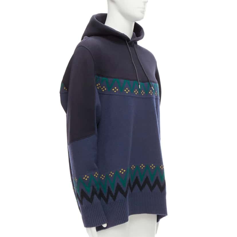 Sacai Knit Sweater Hoodie Navy Cotton Good condition - Inside View