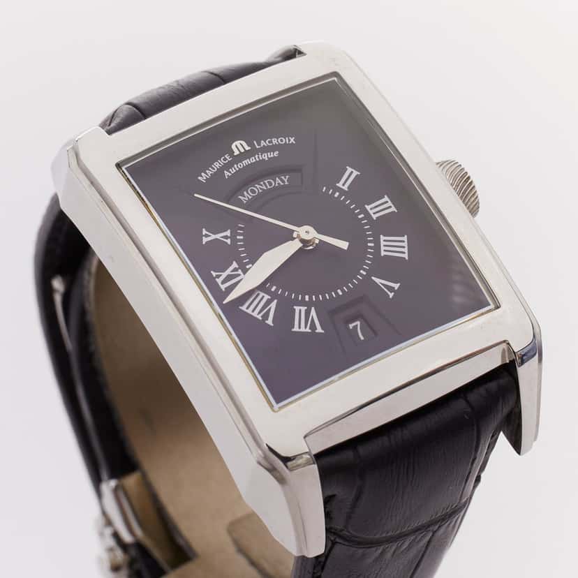 Maurice Lacroix Pontos Rectangulaire XL Black Metal Very good condition - Box View