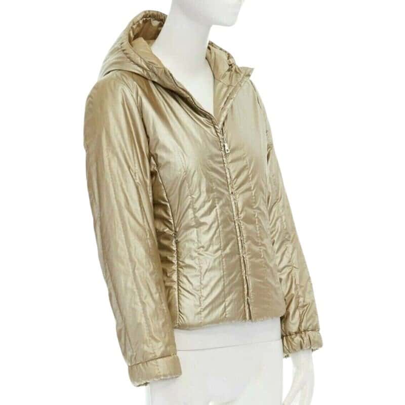 Prada Gold Nylon Winter Jacket Gold Fair condition - Front View