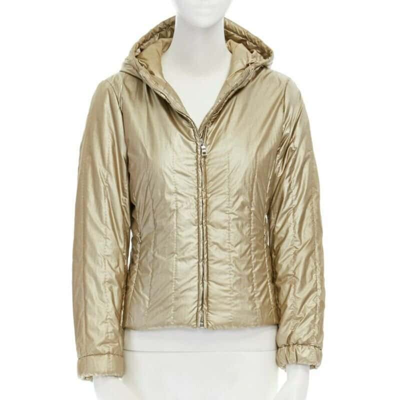 Prada Gold Nylon Winter Jacket Gold Fair condition - Back View