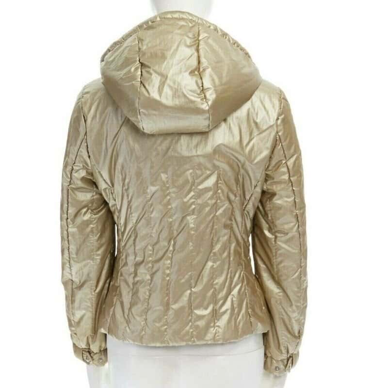 Prada Gold Nylon Winter Jacket Gold Fair condition - Model View