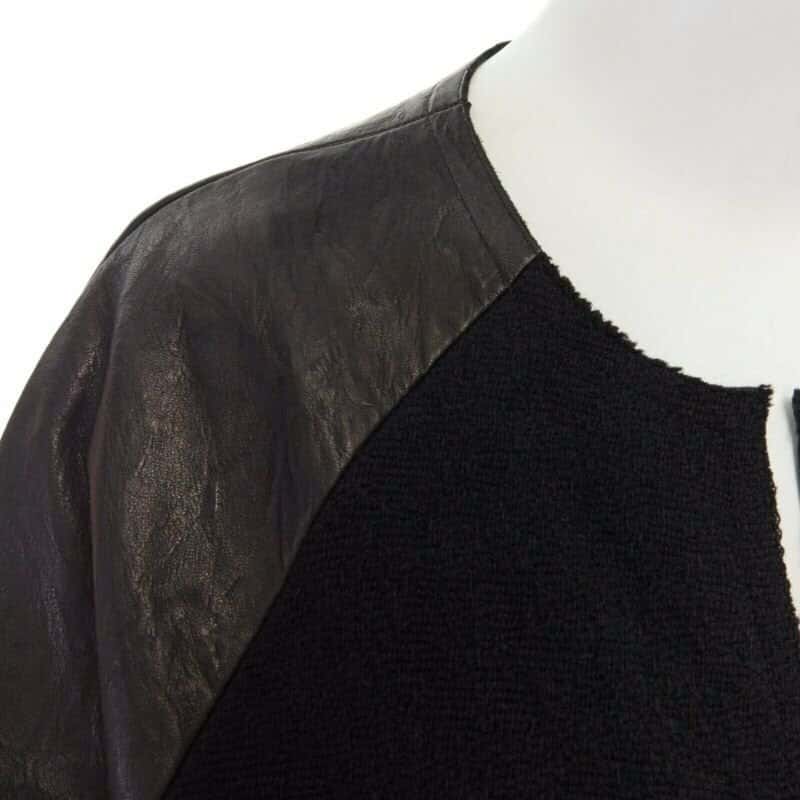 Isabel Marant Leather Sleeve Wool Bomber Black Wool Fair condition - Back View