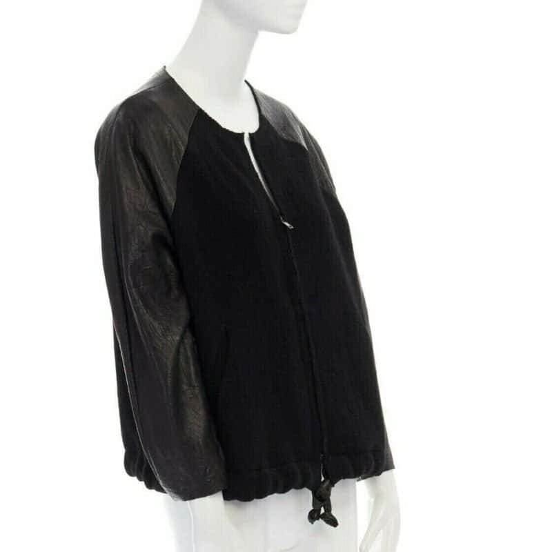 Isabel Marant Leather Sleeve Wool Bomber Black Wool Fair condition - Inside View