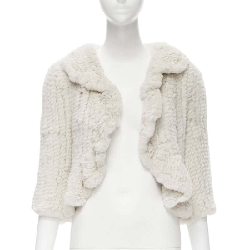 Matthew Williamson Beige Fur Ruffle Jacket Beige Fur Never worn - Front View