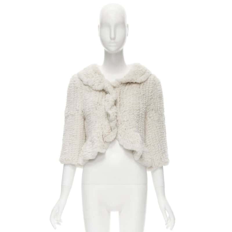Matthew Williamson Beige Fur Ruffle Jacket Beige Fur Never worn - Inside View