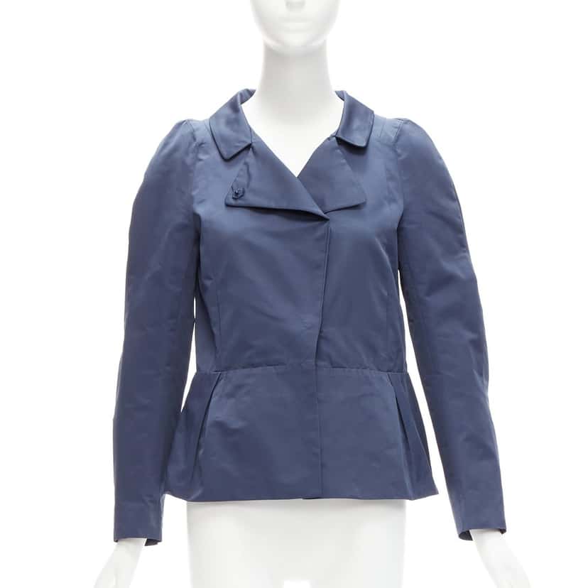 Marni Creased Crop Jacket Blue Polyester Very good condition - Front View