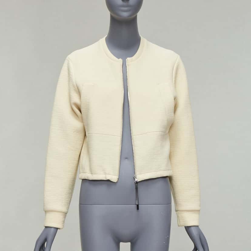 Marni Cream Cropped Bomber Jacket Beige Cotton Never worn - Inside View