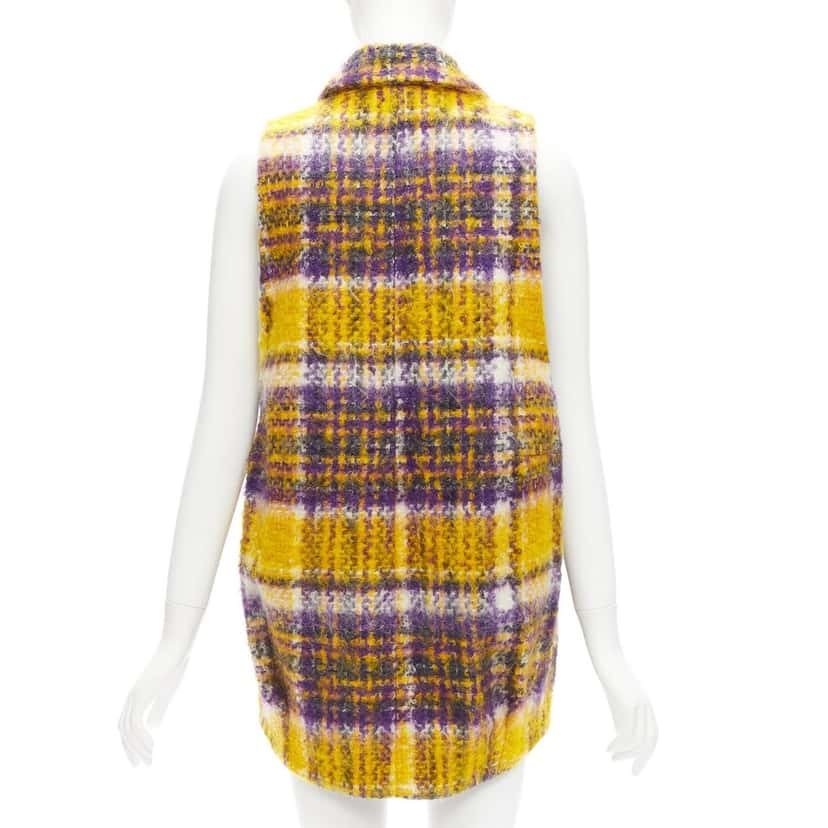 Marni Yellow Plaid Sleeveless Coat Purple Cotton Very good condition - Box View