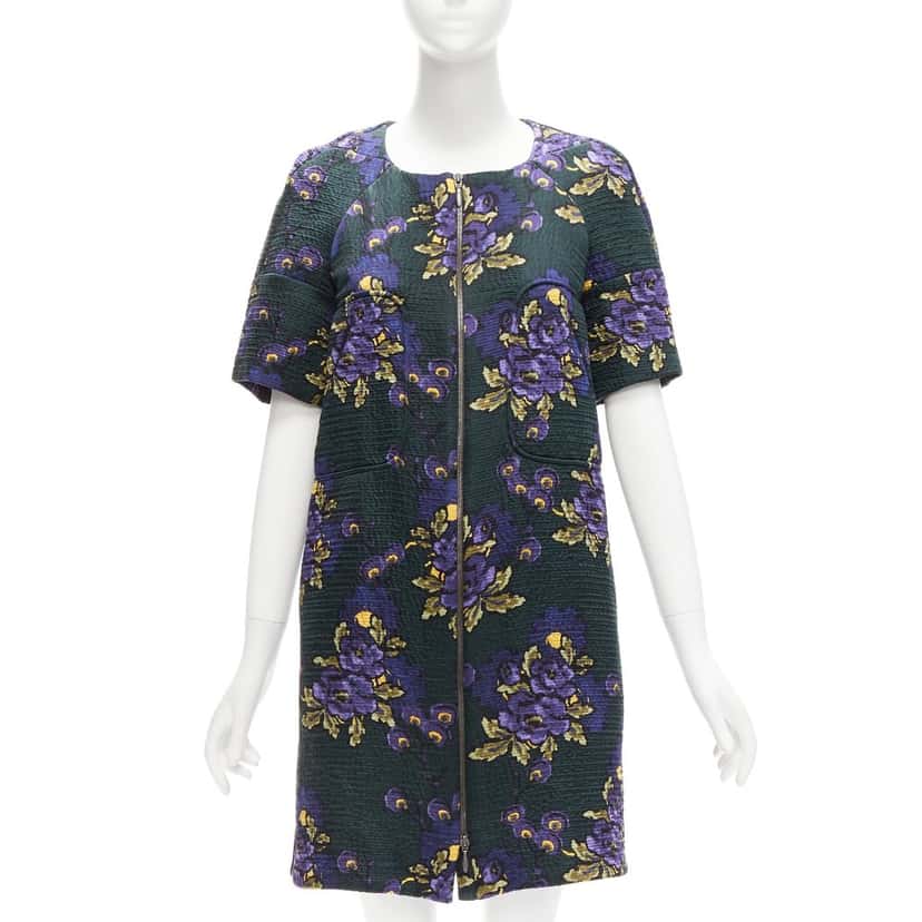 Marni Floral Cloque Dress Green Cotton Never worn - Front View