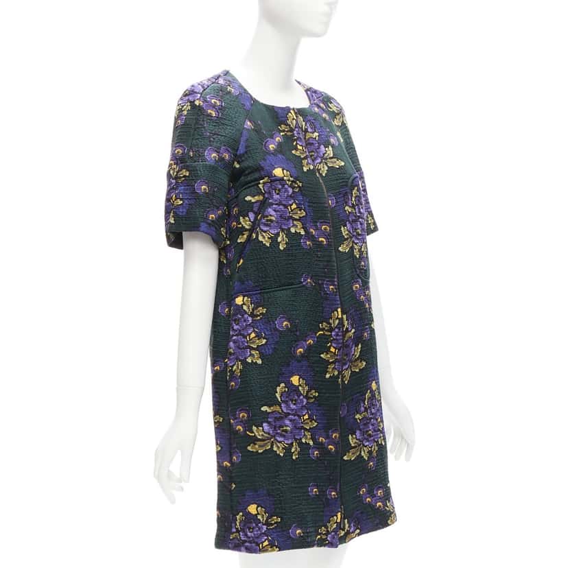Marni Floral Cloque Dress Green Cotton Never worn - Inside View