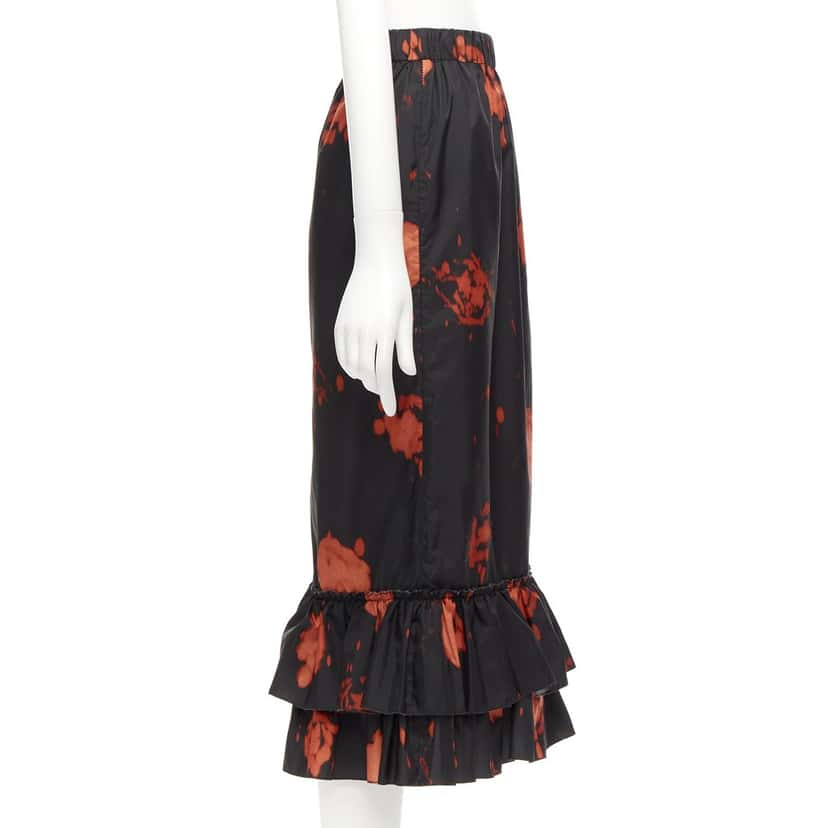 Marni Splatter Ruffle Skirt Black Polyester Never worn - Model View