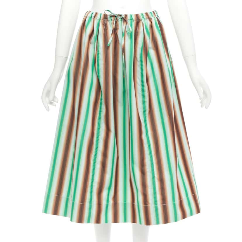 Marni Striped Parachute Skirt Green Cotton Never worn - Front View