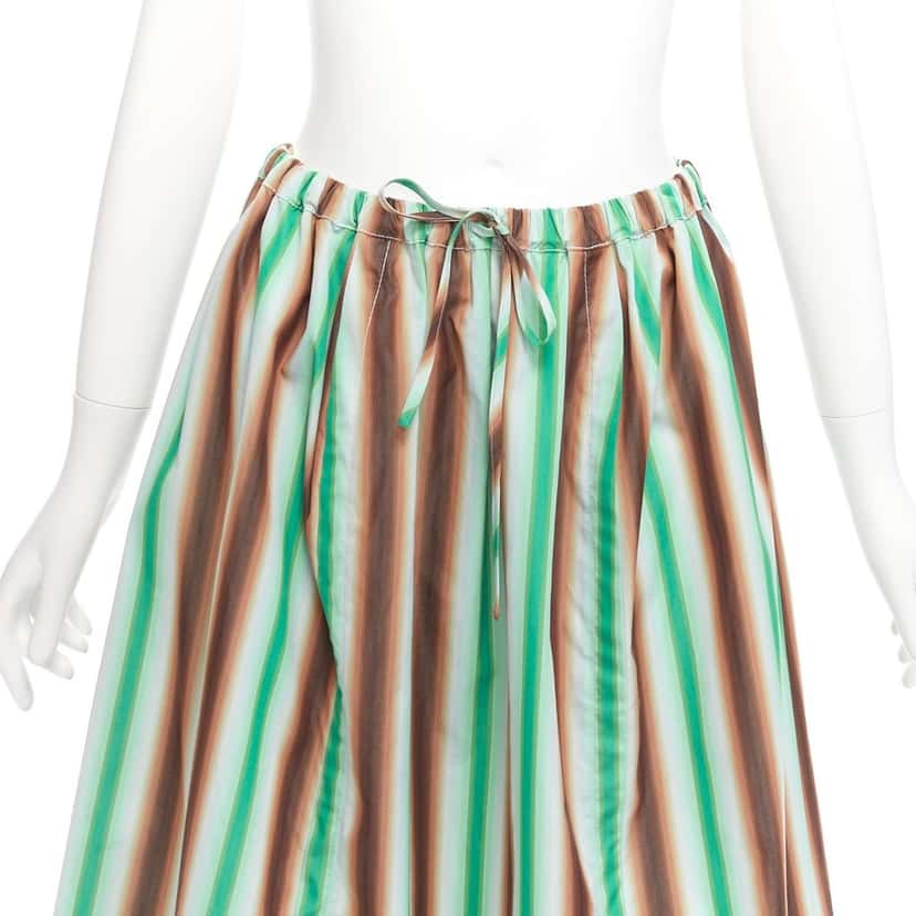Marni Striped Parachute Skirt Green Cotton Never worn - Back View