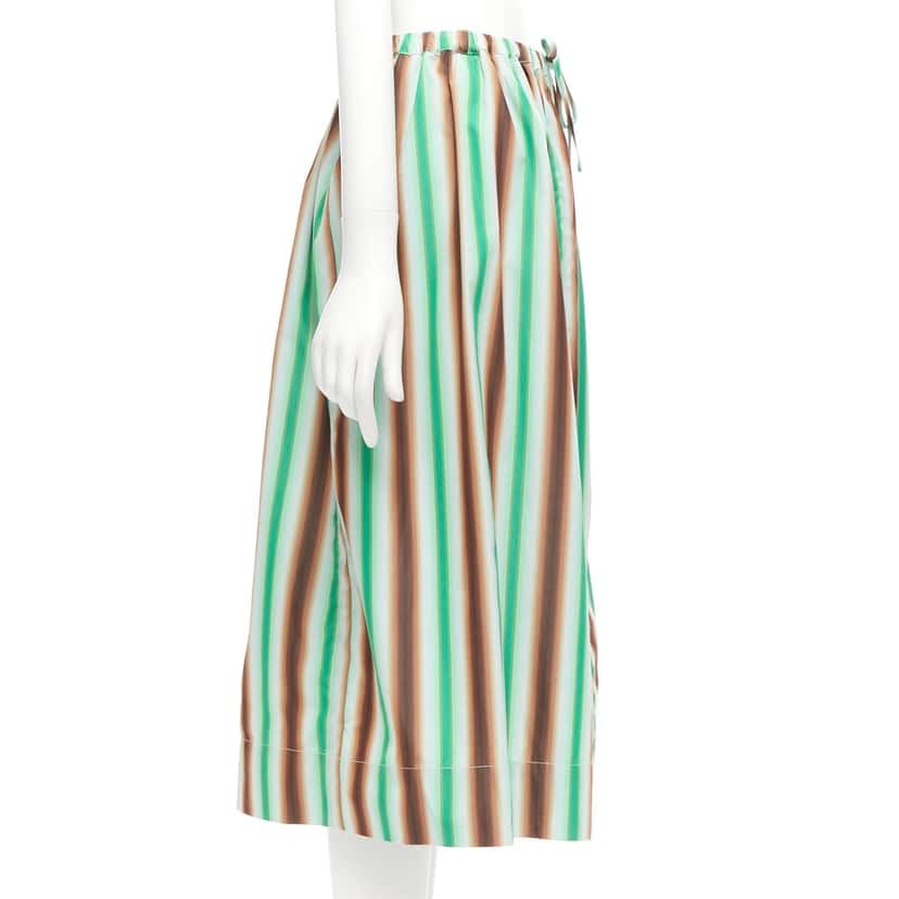 Marni Striped Parachute Skirt Green Cotton Never worn - Model View