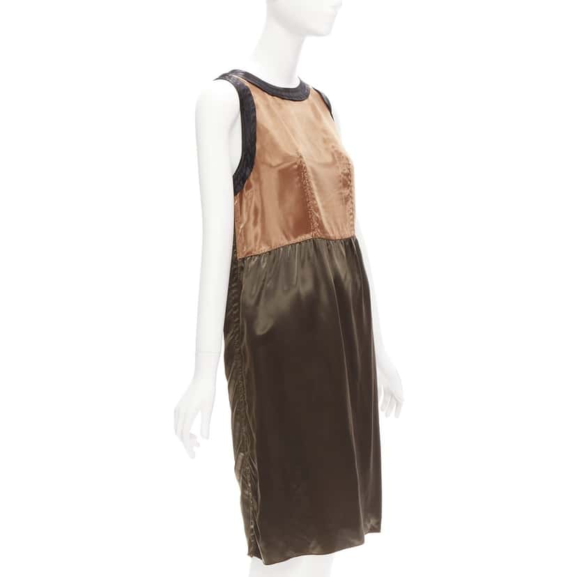 Marni Satin Colorblock Dress Khaki Never worn - Inside View