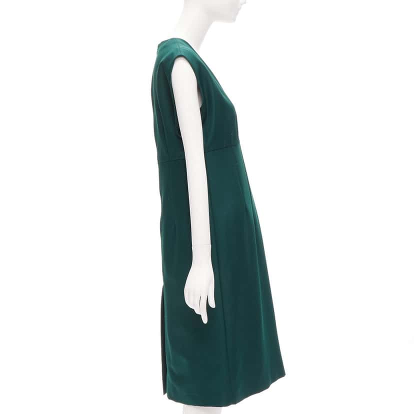 Marni Twill Pleat Dress Green Polyester Never worn - Model View