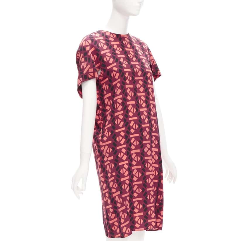 Marni Geometric Cap Dress Burgundy Silk Never worn - Inside View