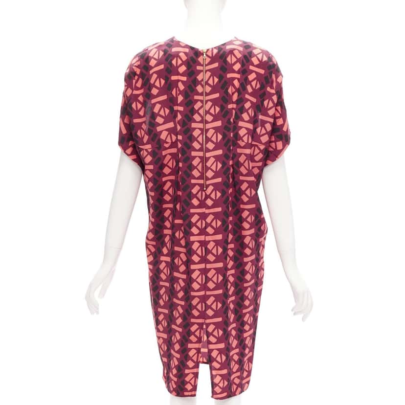 Marni Geometric Cap Dress Burgundy Silk Never worn - Box View