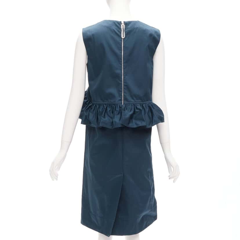 Marni Ruffle Cocktail Dress Green Cotton Very good condition - Box View