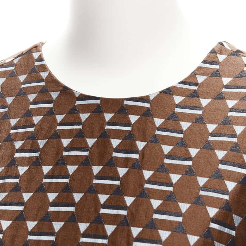 Marni Geometric Frill Dress Brown Cotton Very good condition - Back View