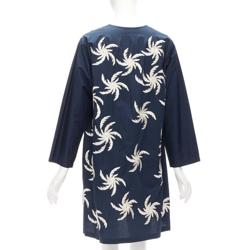 Dries Van Noten Floral Boxy Dress Navy Cotton Never worn - Box View