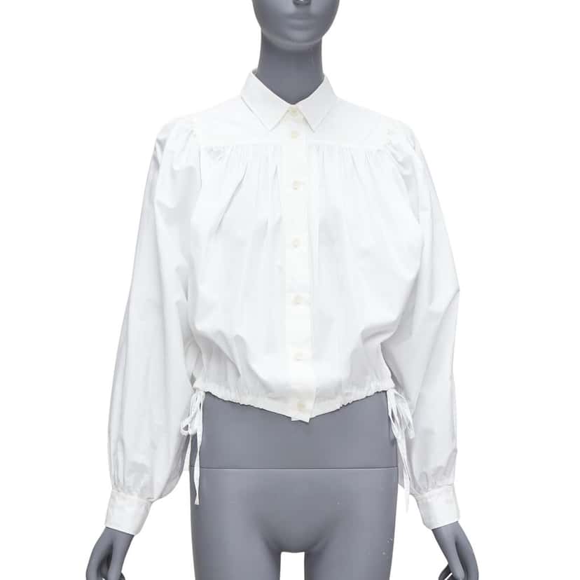 Marni Drawstring Puff Blouse White Cotton Never worn - Front View