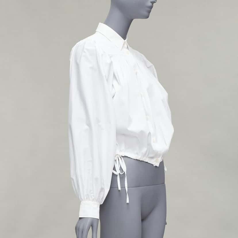 Marni Drawstring Puff Blouse White Cotton Never worn - Inside View
