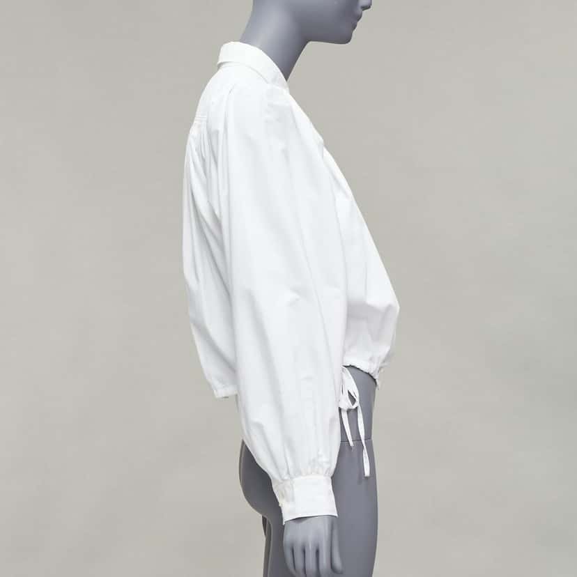 Marni Drawstring Puff Blouse White Cotton Never worn - Model View