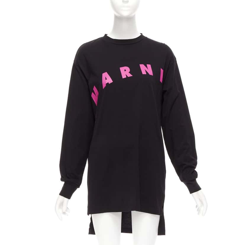 Marni Logo Sweater Dress Black Cotton Very good condition - Front View