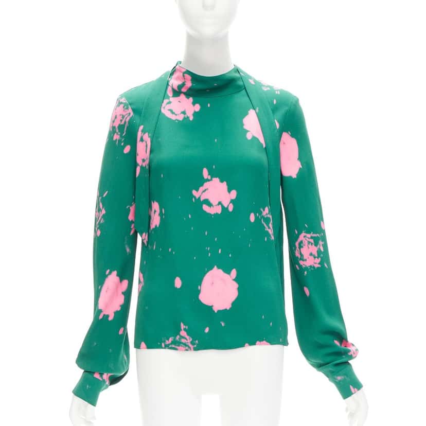 Marni Splatter Tie Blouse Green Never worn - Front View