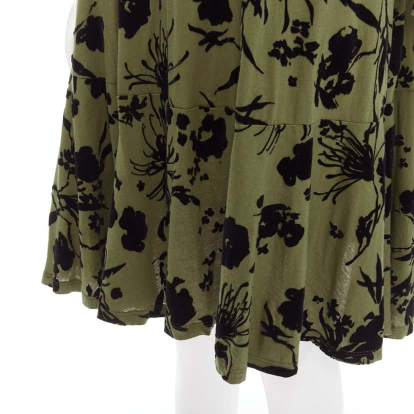 Dries Van Noten Floral Flutter Dress Green Cotton Very good condition - Back View