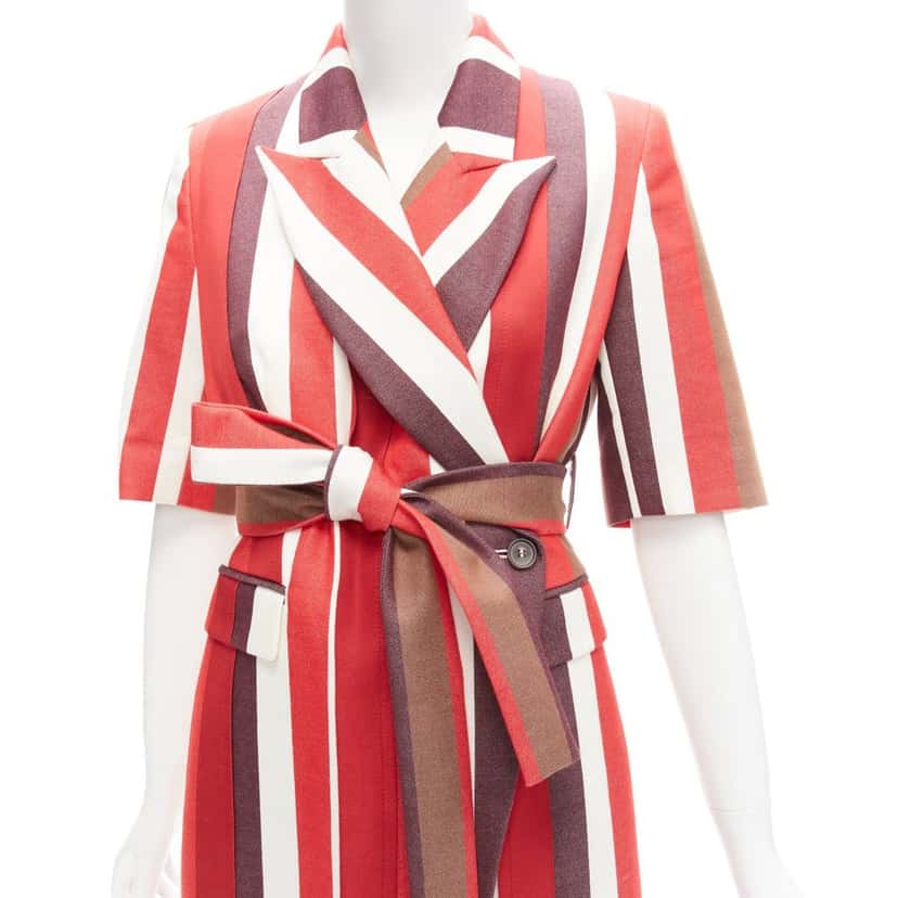 Frenken Red Graphic Stripes Coat Red Cotton Very good condition - Back View