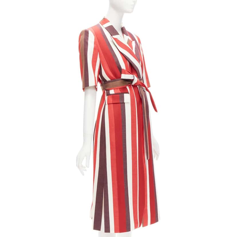 Frenken Red Graphic Stripes Coat Red Cotton Very good condition - Inside View