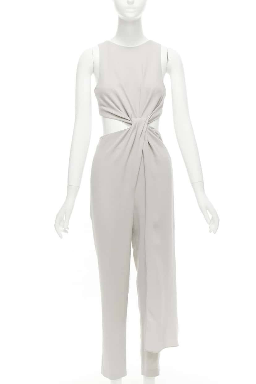 Halston Heritage Grey Drape Jumpsuit Grey Polyester Very good condition - Front View