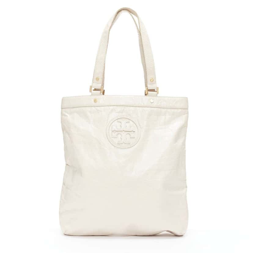 Tory Burch Oversized Zip Clutch White Leather Very good condition - Front View