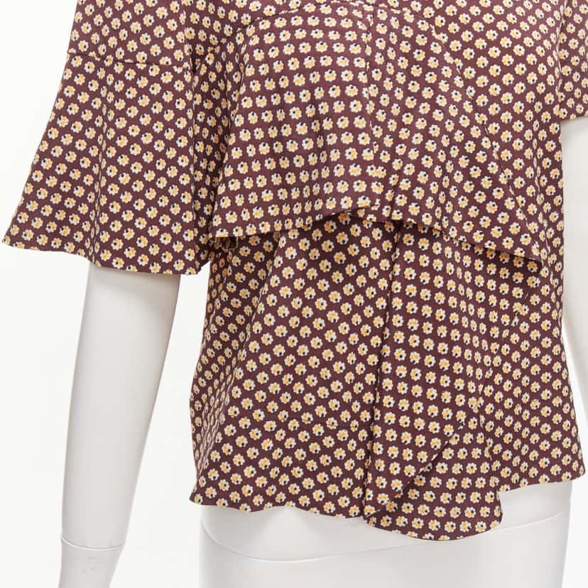 Marni Floral Ruffle Top Brown Silk Never worn - Back View