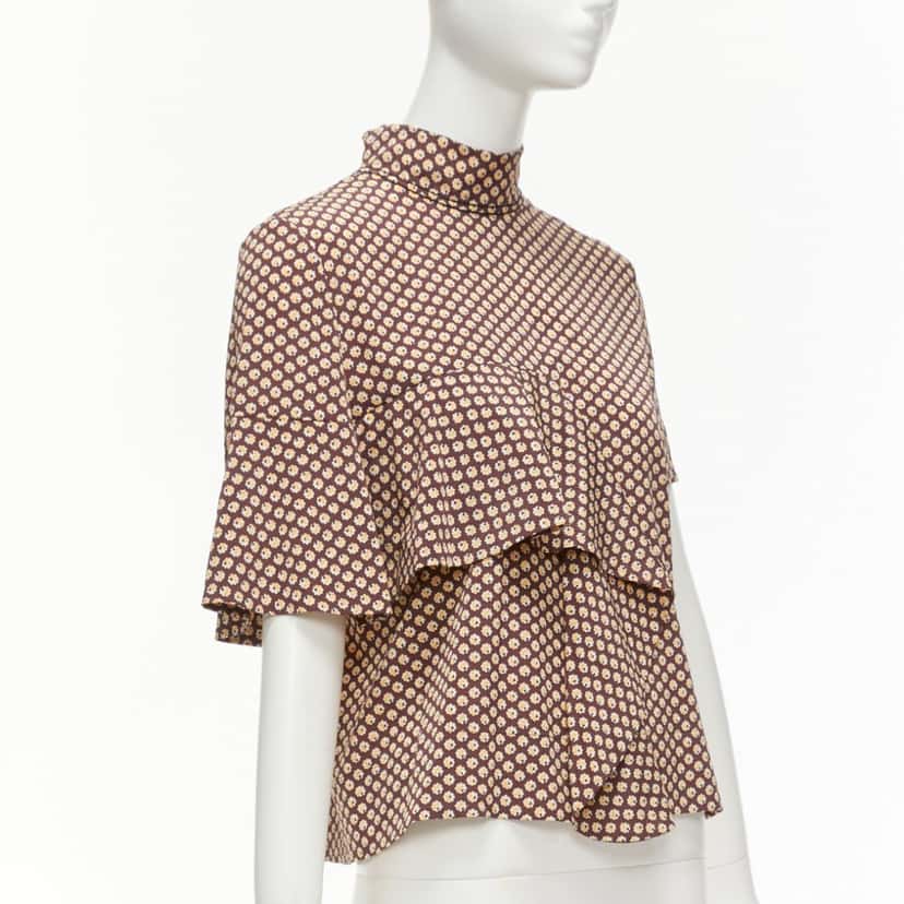 Marni Floral Ruffle Top Brown Silk Never worn - Inside View