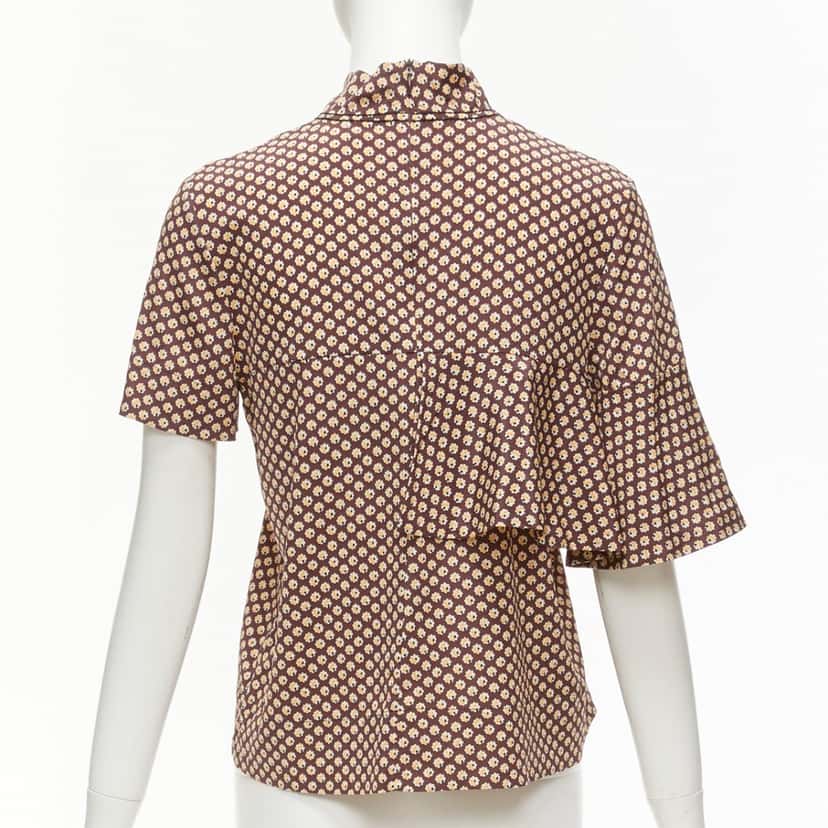Marni Floral Ruffle Top Brown Silk Never worn - Box View