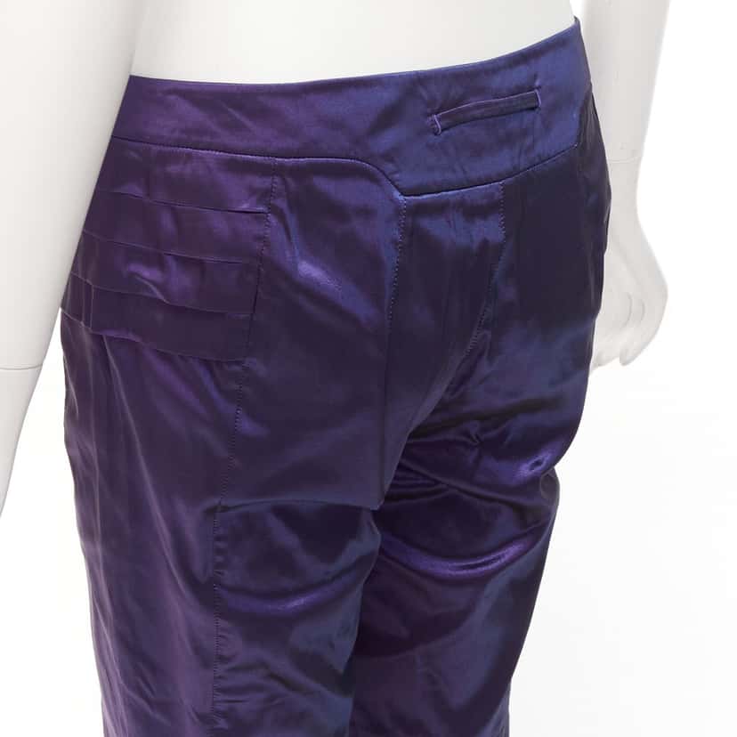 Shiatzy Chen Holographic Knee Pants Purple Silk Never worn - Back View